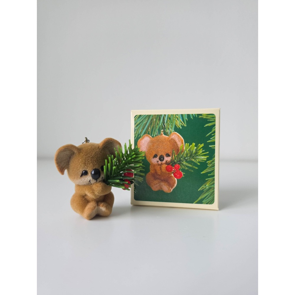 Vintage Hallmark Christmas Koala Keepsake Ornament Flocked with Box